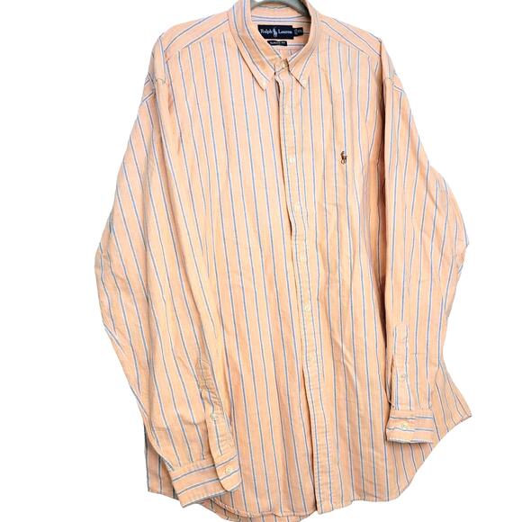 Ralph Lauren Blue Label Other - Ralph Lauren Classic Peach/Blue Striped Long Sleeve Button Up Shirt Men Sz XXL